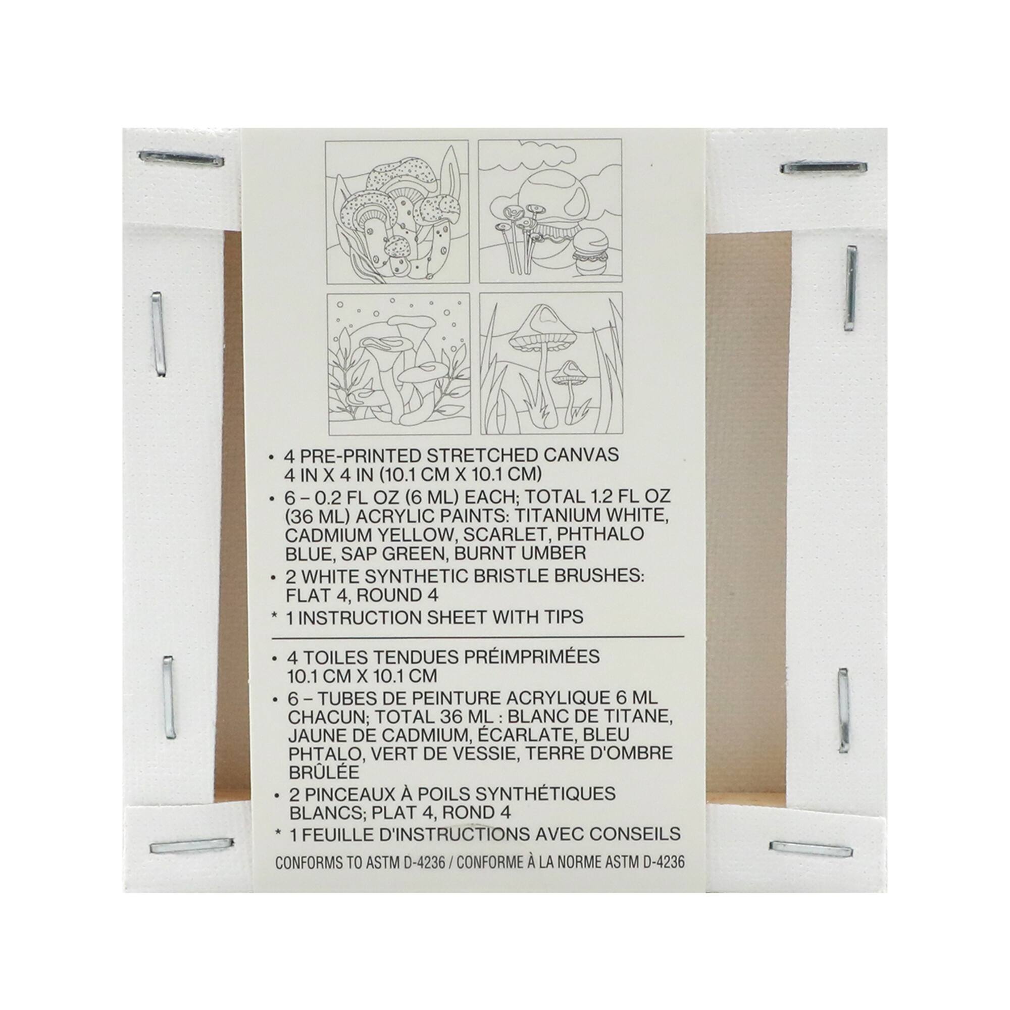 4" x 4" Mushrooms Canvas Painting Kit by Craft Smith®